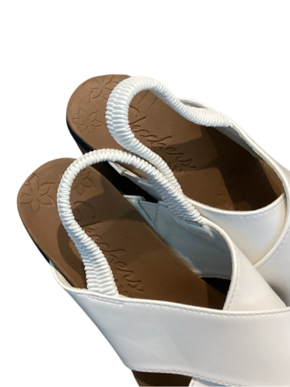 Skechers White Crisscross Platform Slingback Sandals - Picture 4 of 9